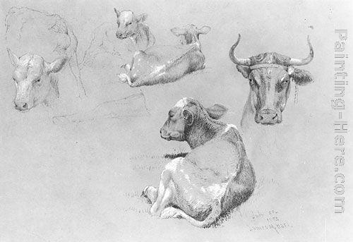 James McDougal Hart Studies of Cows and Calves